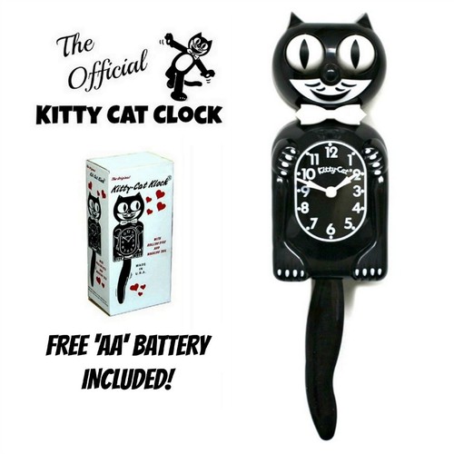 Black kitty cat clock - kitty, (3/4