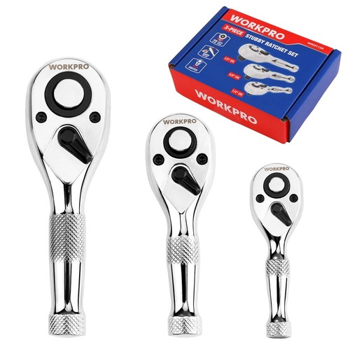 Workpro 3pc stubby ratchet - 3pc,