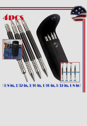 4pc metal center punch set - set, w/